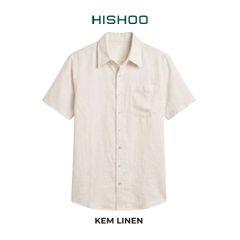 Áo Sơ Mi Nam Relax Form Rộng, Cổ Thường, Lai Ngang Linen Solene Vải Mềm Mát HISHOO A1T003