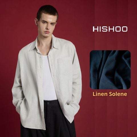 Áo Sơ Mi Nam Tay Dài Relax Form Rộng, Cổ Thường, Lai Ngang Linen Solene Vải Mềm Mát HISHOO A2T003