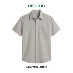 Áo Sơ Mi Nam Relax Form Rộng, Cổ Thường, Lai Ngang Linen Solene Vải Mềm Mát HISHOO A1T003