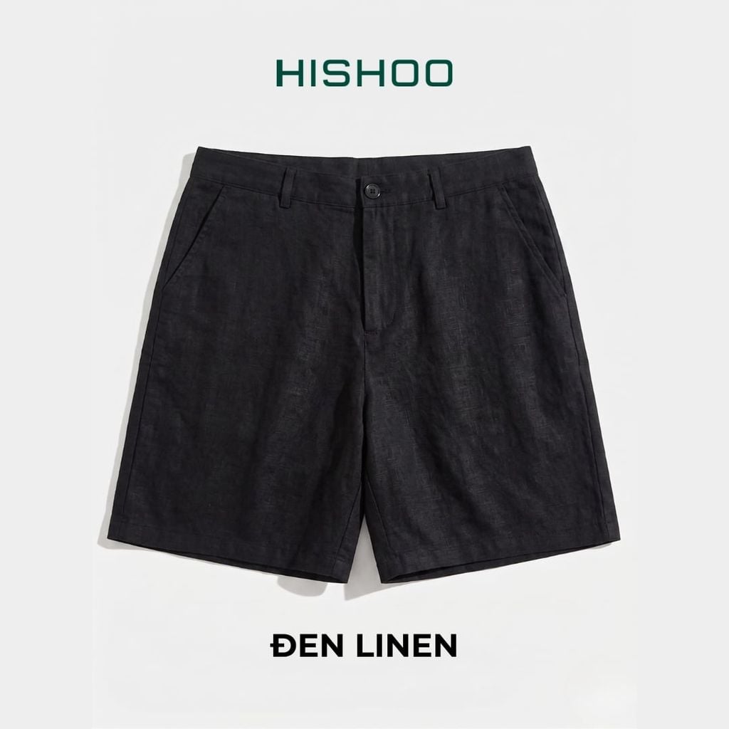 Quần short nữ Linen Solene HISHOO Thoáng mát giữ form mặc đi chơi đi làm Q1G001