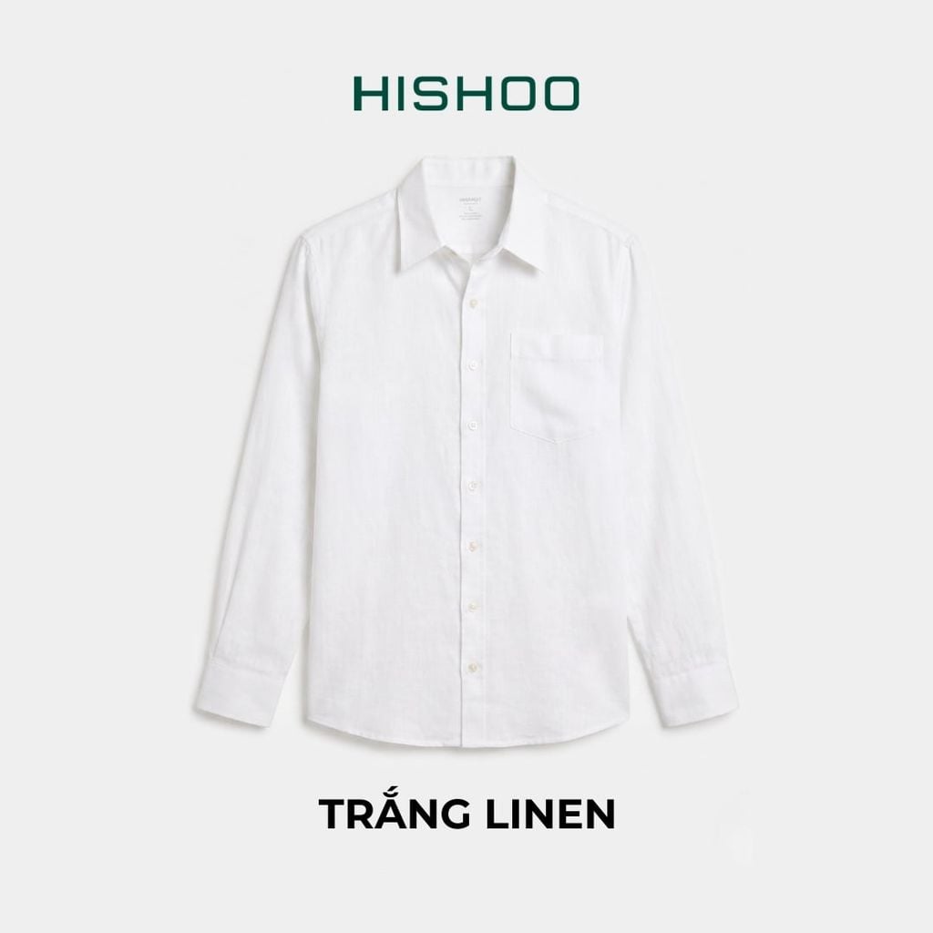Áo Sơ Mi Nam Tay Dài Relax Form Rộng, Cổ Thường, Lai Ngang Linen Solene Vải Mềm Mát HISHOO A2T003