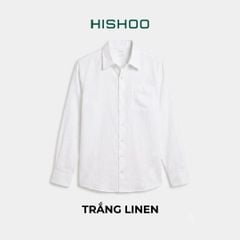 Áo Sơ Mi Nam Tay Dài Relax Form Rộng, Cổ Thường, Lai Ngang Linen Solene Vải Mềm Mát HISHOO A2T003
