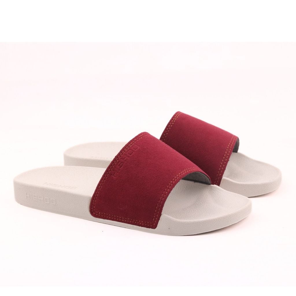 Dép quai ngang da bò Đỏ phấn HISHOO U111