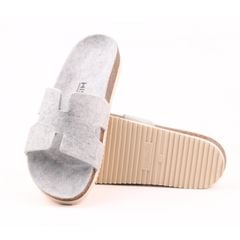 Dép đế trấu birken chữ H vải dạ Premium HISHOO B095