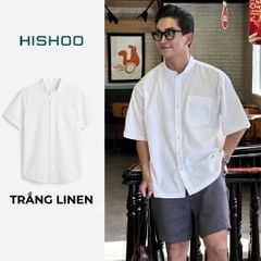Áo Sơ Mi Nam Relax Form Rộng, Cổ Tàu Vuông, Lai Ngang Linen Solene Vải Mềm Mát HISHOO A1T002