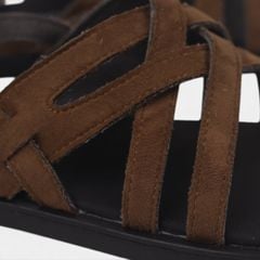 Dép Sandal lê bệt Nam quai ngang chéo xỏ ngón da lộn premium Manto 6 HISHOO K010