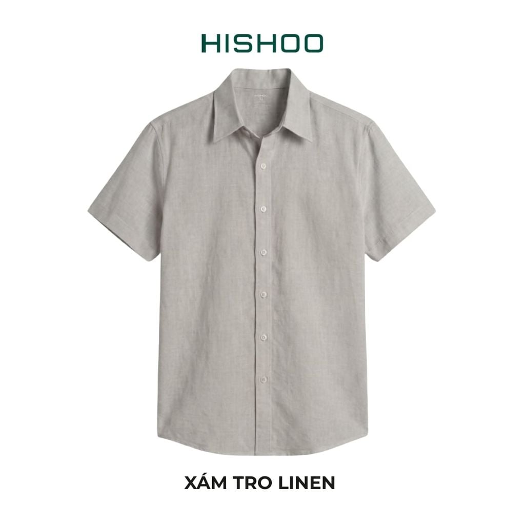 Áo Sơ Mi Nữ Relax Form Rộng, Cổ Thường, Lai Ngang Linen Solene Vải Mềm Mát HISHOO A1G003
