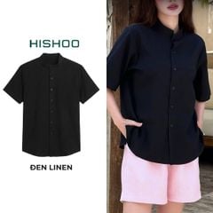 Áo Sơ Mi Nữ Relax Form Rộng, Cổ Tàu Vuông, Lai Ngang Linen Solene Vải Mềm Mát HISHOO A1G002