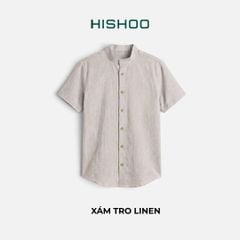 Áo Sơ Mi Nữ Nút Gỗ Relax Form Rộng, Cổ Tàu Vuông, Lai Ngang Linen Solene Vải Mềm Mát HISHOO A1G002