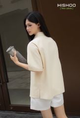 Áo Sơ Mi Nữ Relax Form Rộng, Cổ Thường, Lai Ngang Linen Solene Vải Mềm Mát HISHOO A1G003