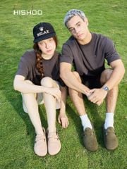 Dép đế trấu Sandal sục Boston Sandal quai ngang da lộn HISHOO R111