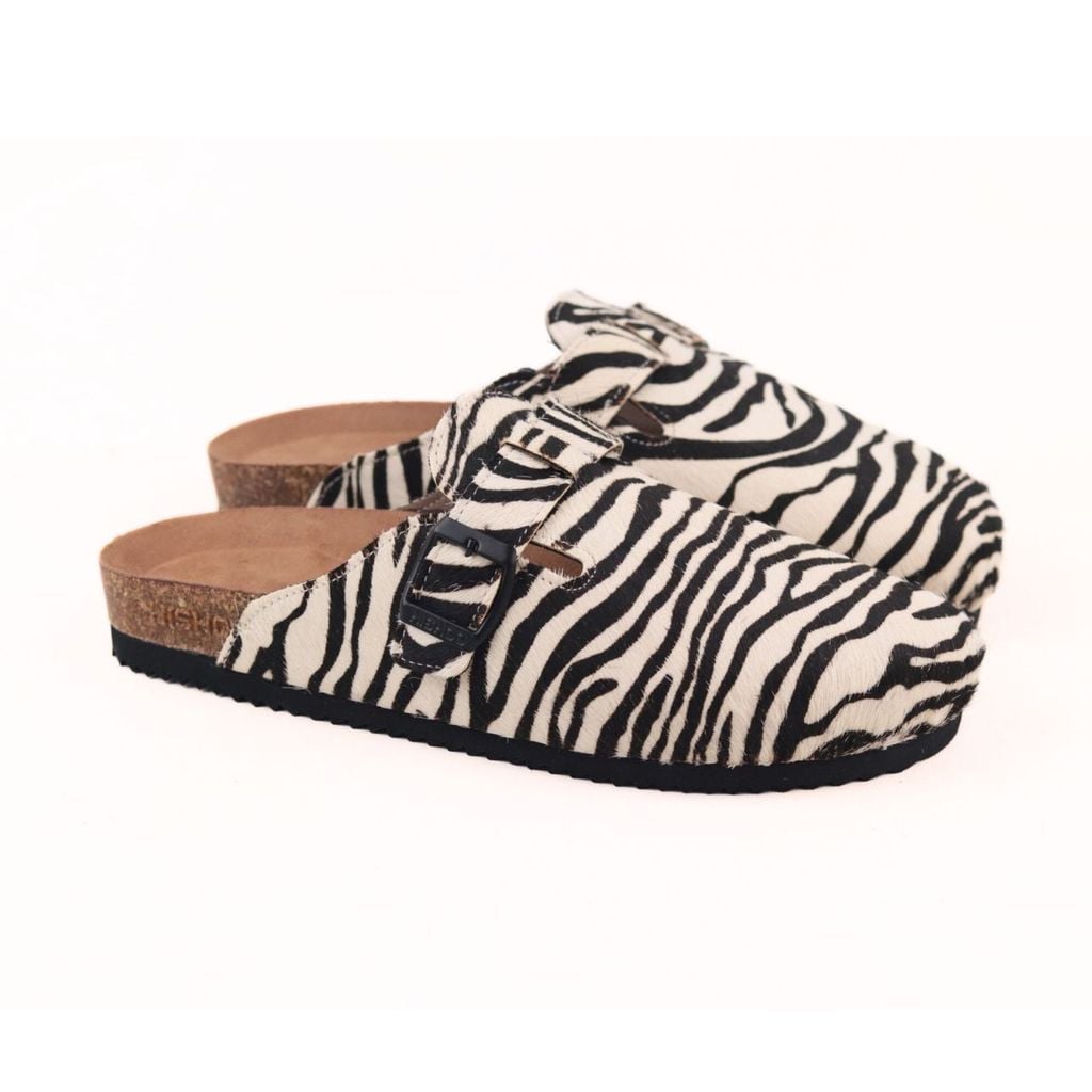 Dép đế trấu sục Boston quai ngang Ngựa Vằn CowHide HISHOO H109