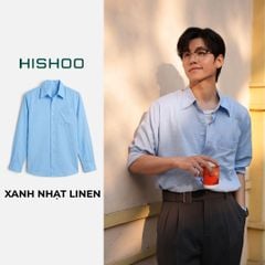 Áo Sơ Mi Nam Tay Dài Relax Form Rộng, Cổ Thường, Lai Ngang Linen Solene Vải Mềm Mát HISHOO A2T003