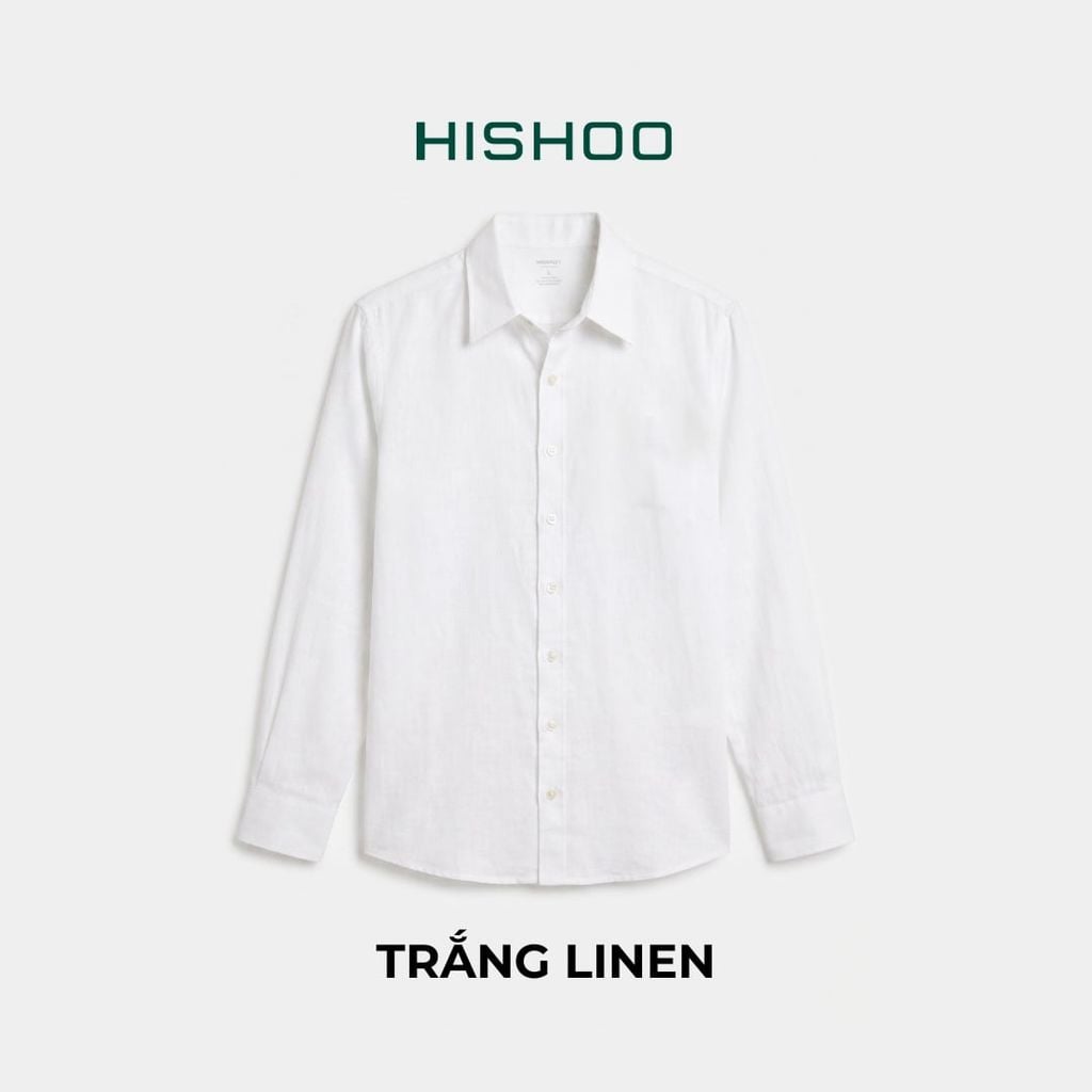 Áo Sơ Mi Tay Dài Nữ Relax Form Rộng, Cổ Thường, Lai Ngang Linen Solene Vải Mềm Mát HISHOO A2G003