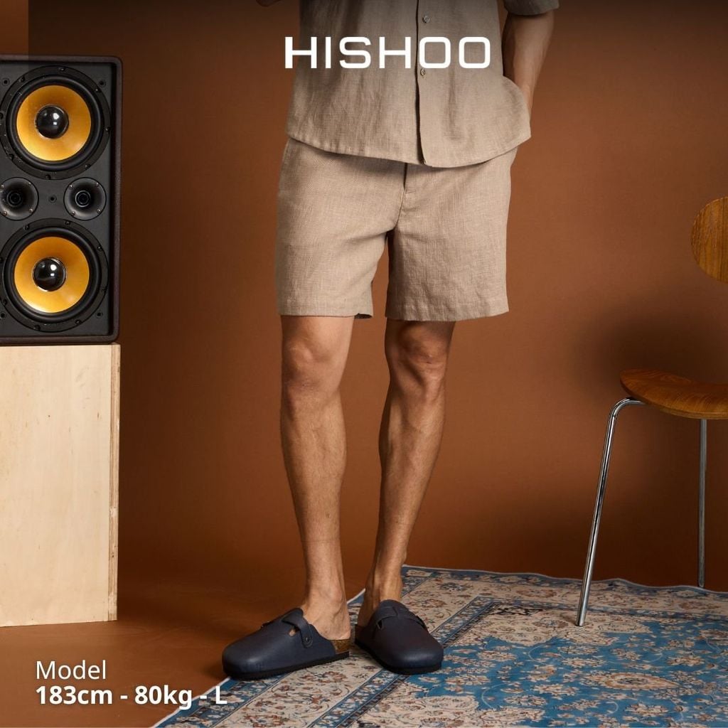 Quần short nam Linen Solene HISHOO Thoáng mát giữ form mặc đi chơi đi làm Q1T001
