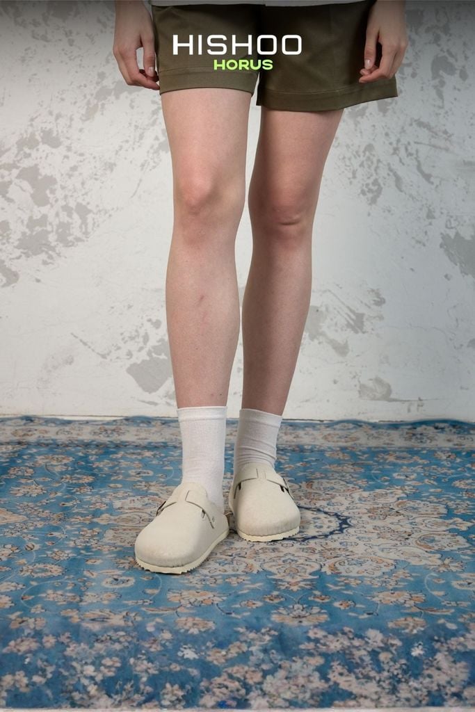 Dép đế trấu sục Boston quai ngang vân Craquelure Premium HISHOO B109