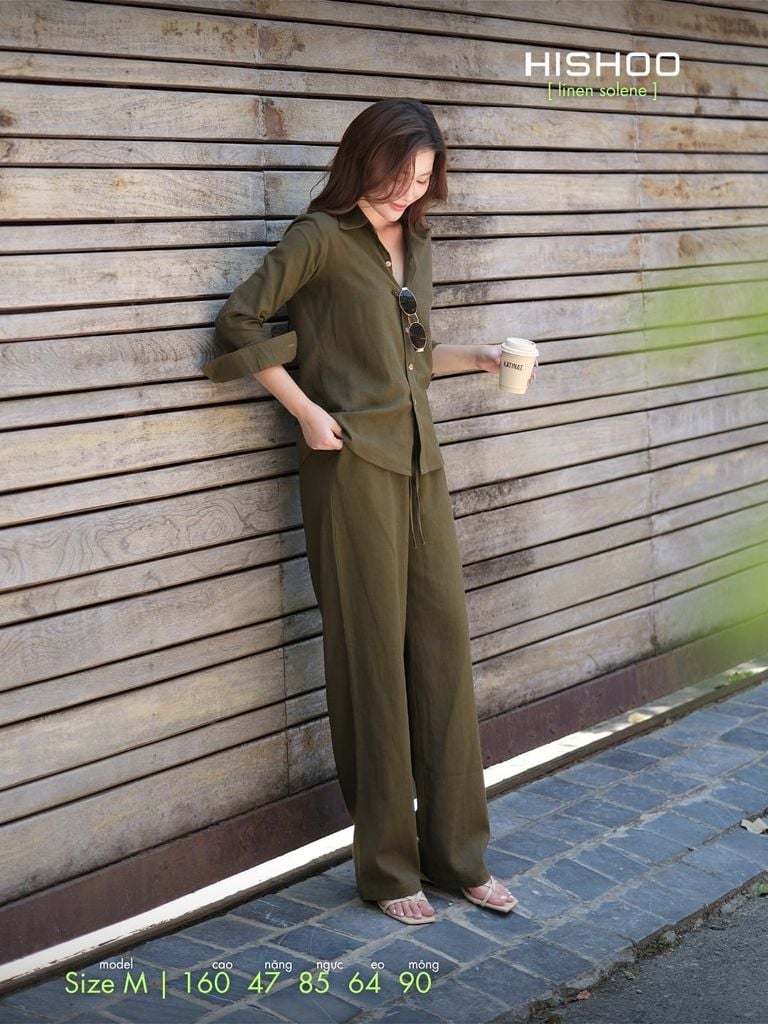 Quần dài Linen Nữ Lưng Thun, Hishoo basic mặc đi chơi, đi làm HISHOO Q3G001