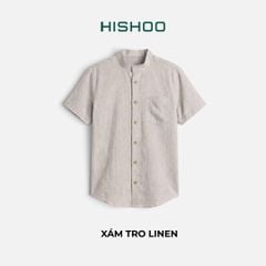 Áo Sơ Mi Nam Nút Gỗ Relax Form Rộng, Cổ Tàu Vuông, Lai Ngang Linen Solene Vải Mềm Mát HISHOO A1T002