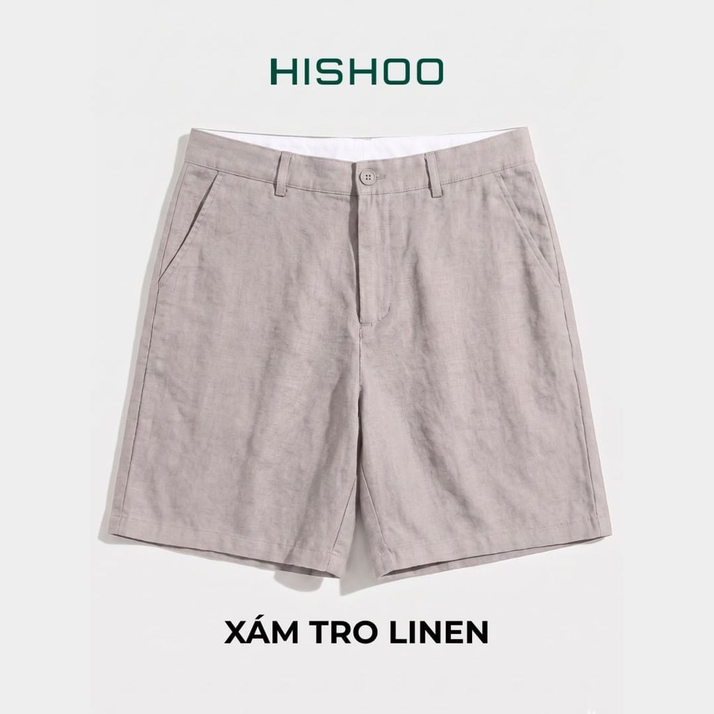 Quần short nam Linen Solene HISHOO Thoáng mát giữ form mặc đi chơi đi làm Q1T001