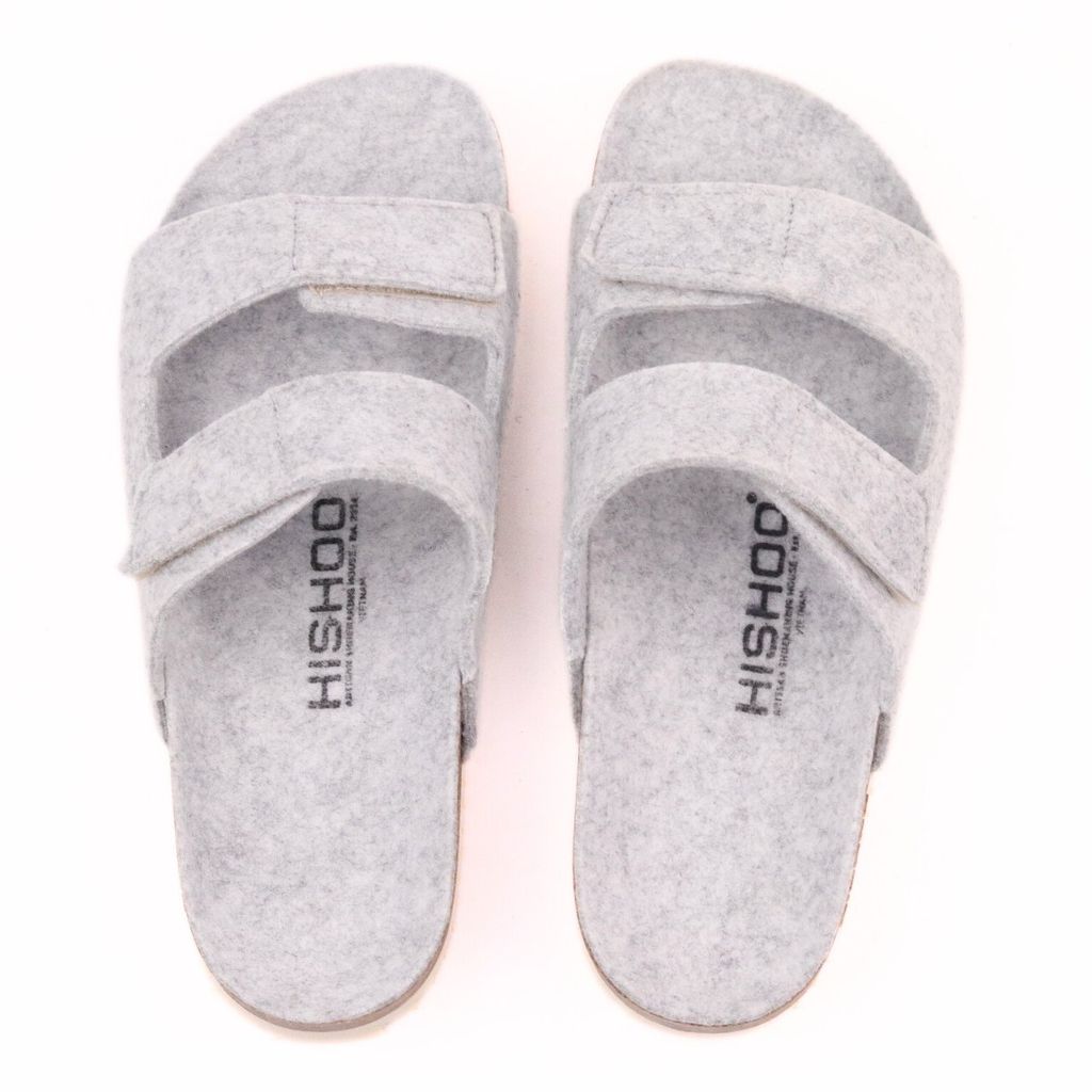 Dép đế trấu birken xé dán vải dạ Premium HISHOO B105