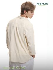 Áo Sơ Mi Nam Tay Dài Relax Form Rộng, Cổ Thường, Lai Ngang Linen Solene Vải Mềm Mát HISHOO A2T003