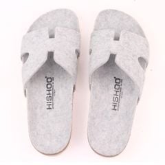 Dép đế trấu birken chữ H vải dạ Premium HISHOO B095