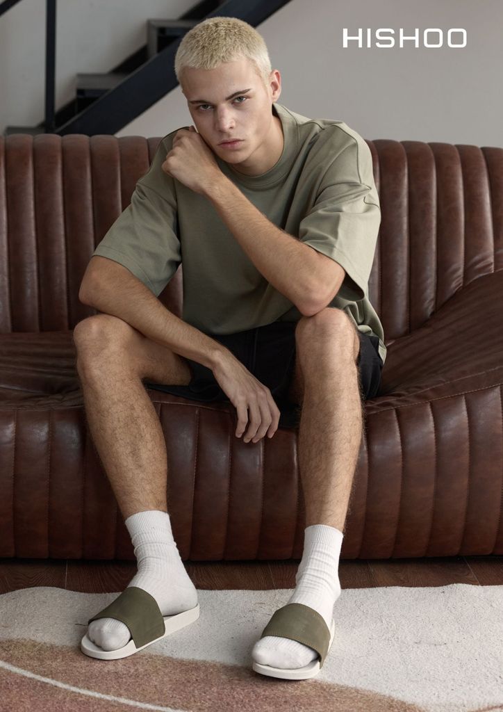 Dép quai ngang Nubuck Xanh rêu HISHOO U111