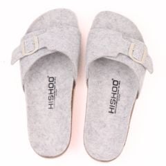 Dép đế trấu birken 1 khóa vải dạ Premium HISHOO B113