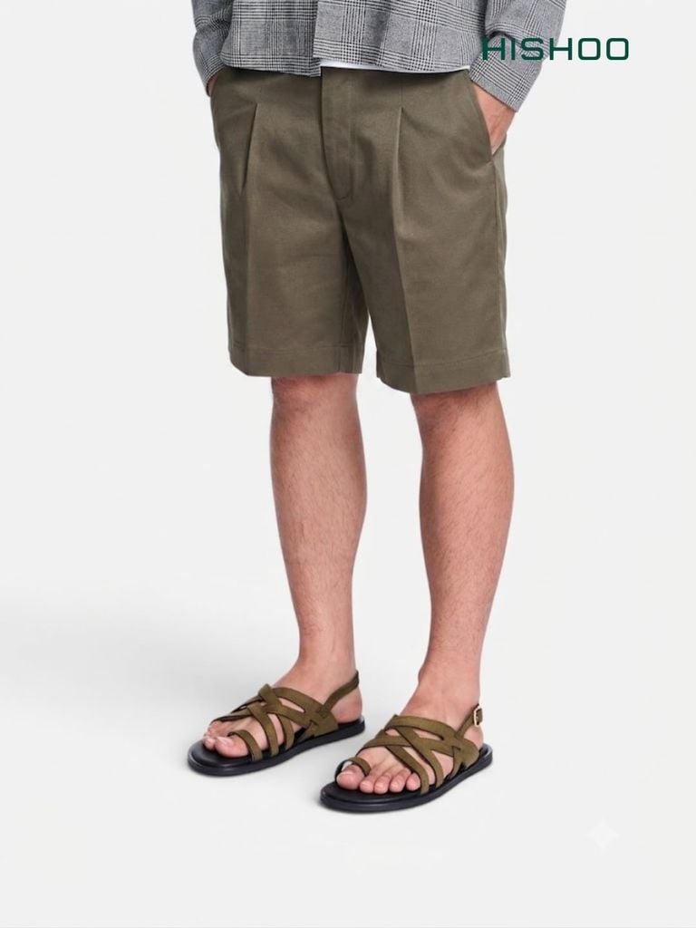 Dép Sandal lê bệt Nam quai ngang chéo xỏ ngón da lộn premium Manto 6 HISHOO K010
