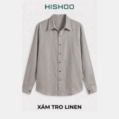 Áo Sơ Mi Nút Gỗ Tay Dài Nữ Relax Form Rộng, Cổ Thường, Lai Ngang Linen Solene Vải Mềm Mát HISHOO A2G003