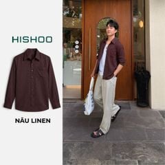 Áo Sơ Mi Nam Tay Dài Relax Form Rộng, Cổ Thường, Lai Ngang Linen Solene Vải Mềm Mát HISHOO A2T003
