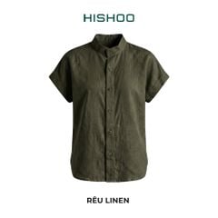 Áo Sơ Mi Nữ Tay Ngắn Relax Form Rộng, Cổ Tàu Vuông, Linen Solene Vải Mềm Mát HISHOO A4G002