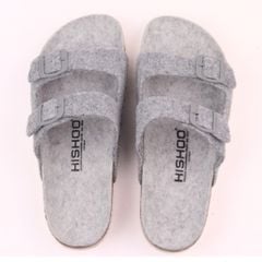 Dép đế trấu birken 2 khoá vải dạ Premium HISHOO B093