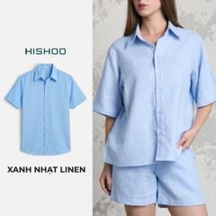 Áo Sơ Mi Nữ Relax Form Rộng, Cổ Thường, Lai Ngang Linen Solene Vải Mềm Mát HISHOO A1G003