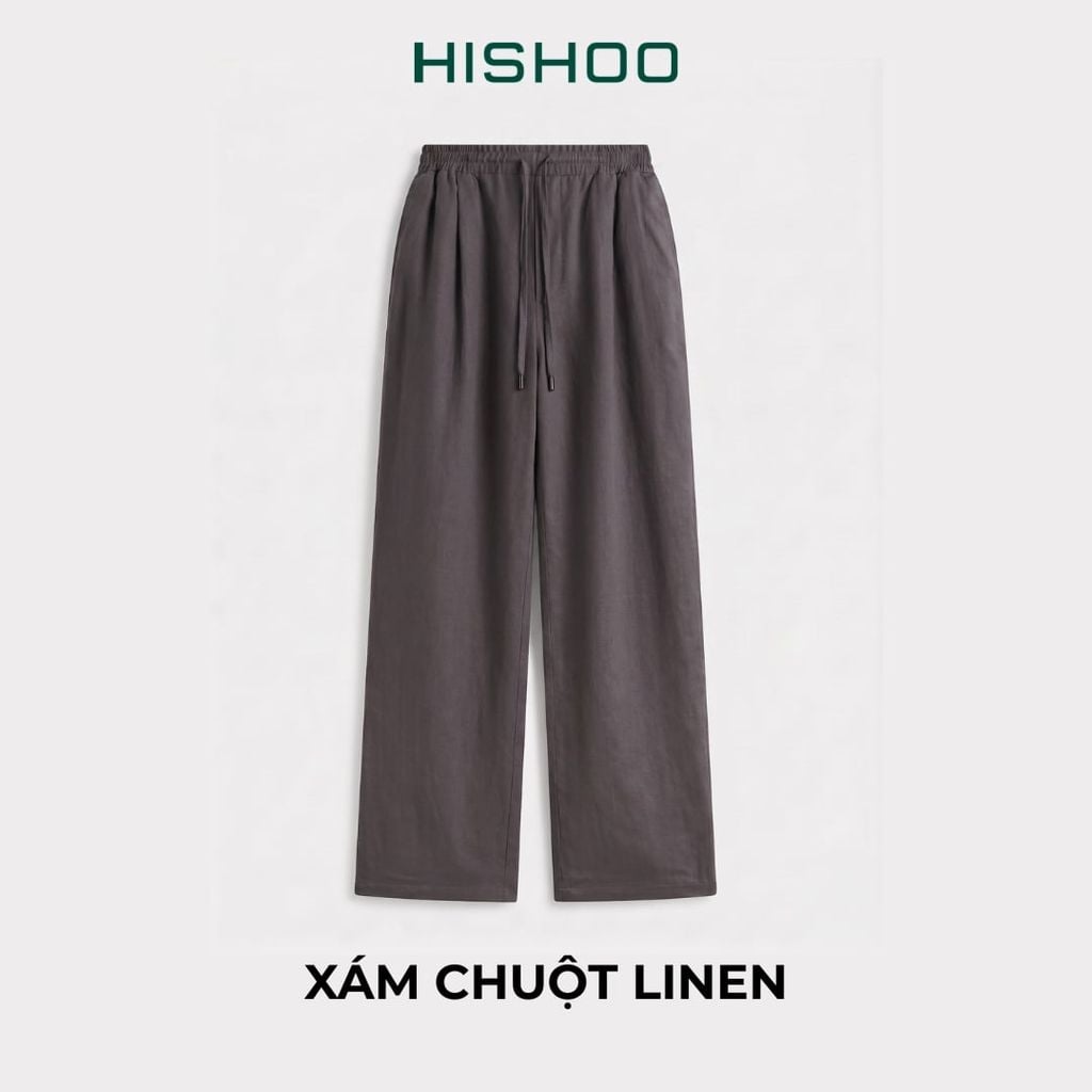 Quần dài nam Linen Solene HISHOO Thoáng mát giữ form mặc đi chơi đi làm Q3T001