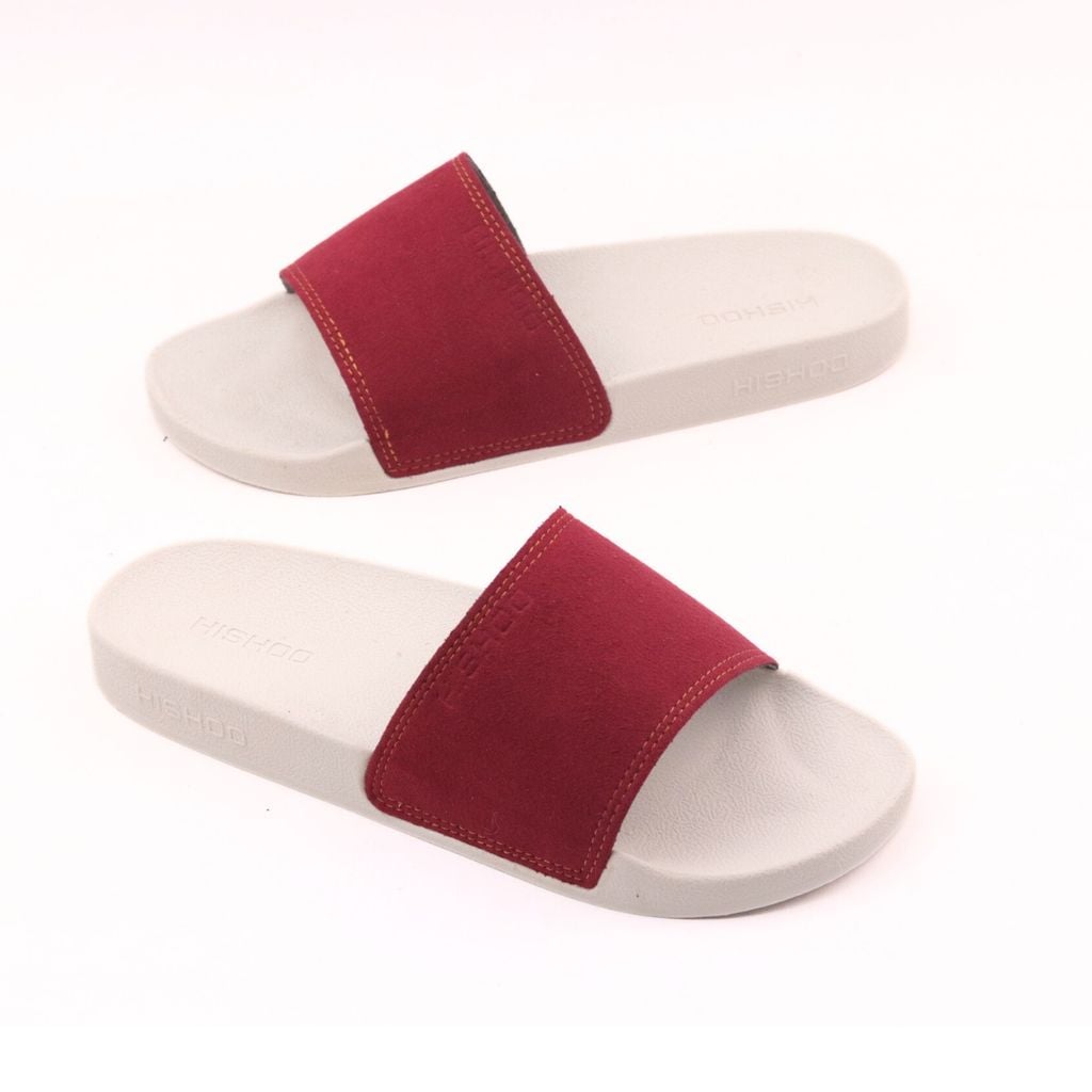 Dép quai ngang da bò Đỏ phấn HISHOO U111