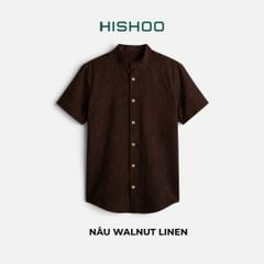 Áo Sơ Mi Nữ Nút Gỗ Relax Form Rộng, Cổ Tàu Vuông, Lai Ngang Linen Solene Vải Mềm Mát HISHOO A1G002