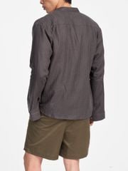 Áo Sơ Mi Nam Nút Gỗ Tay Dài Relax Form Rộng, Cổ Tàu Vuông, Lai Ngang Linen Solene Vải Mềm Mát HISHOO A2T002