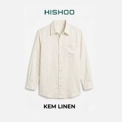 Áo Sơ Mi Nam Tay Dài Relax Form Rộng, Cổ Thường, Lai Ngang Linen Solene Vải Mềm Mát HISHOO A2T003