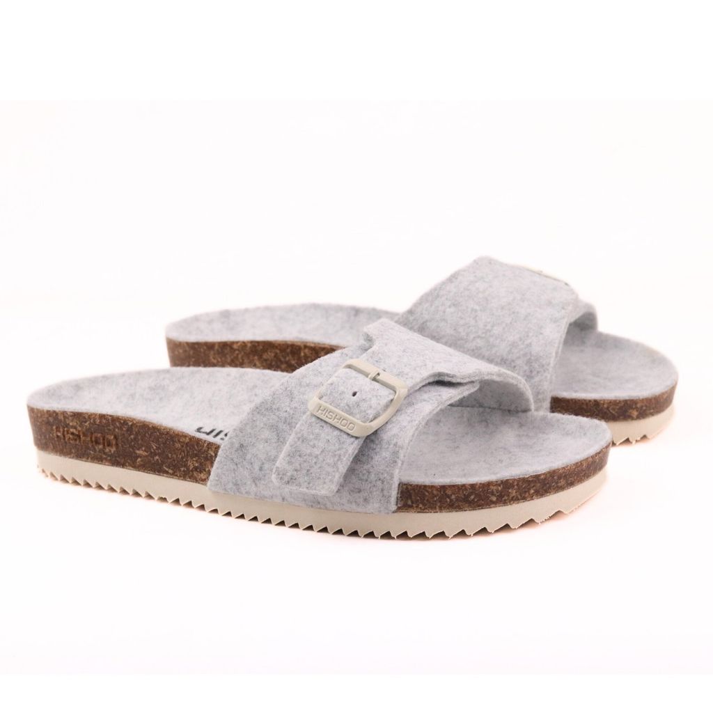 Dép đế trấu birken 1 khóa vải dạ Premium HISHOO B113