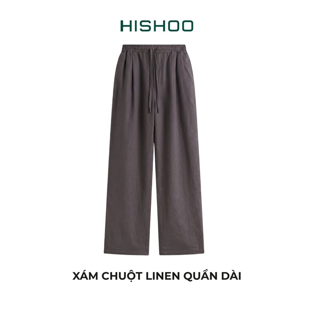 Quần dài Linen Nữ Lưng Thun, Hishoo basic mặc đi chơi, đi làm HISHOO Q3G001