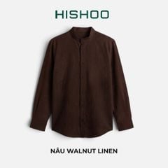 Áo Sơ Mi Tay Dài Nữ Relax Form Rộng, Cổ Tàu Vuông, Lai Ngang Linen Solene Vải Mềm Mát HISHOO A2G002