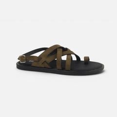 Dép Sandal lê bệt Nam quai ngang chéo xỏ ngón da lộn premium Manto 6 HISHOO K010