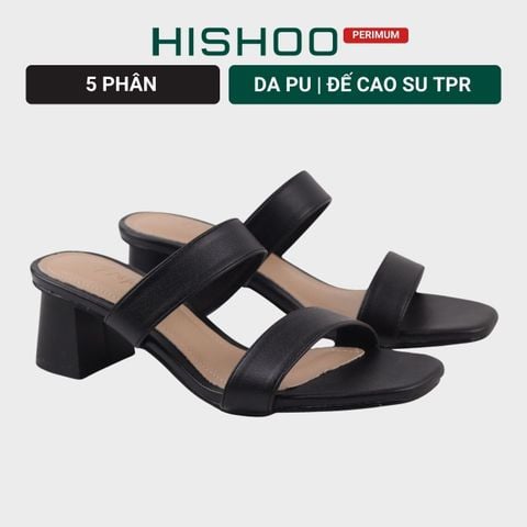 Giày Cao Gót 5cm Nữ Đế Vuông Quai Ngang Hishoo S055