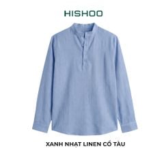 Áo Sơ Mi Nữ Tay Dài Relax Form Rộng, Cổ Polo Tàu Vuông, Xẻ V Linen Solene Vải Mềm Mát HISHOO A3G002