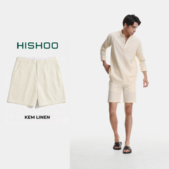 Quần short nam Linen Solene HISHOO Thoáng mát giữ form mặc đi chơi đi làm Q1T001