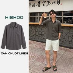 Áo Sơ Mi Nam Tay Dài Relax Form Rộng, Cổ Thường, Lai Ngang Linen Solene Vải Mềm Mát HISHOO A2T003