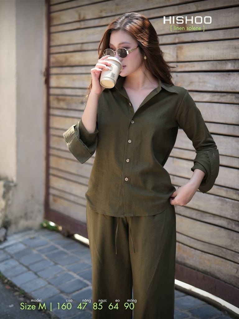 Quần dài Linen Nữ Lưng Thun, Hishoo basic mặc đi chơi, đi làm HISHOO Q3G001