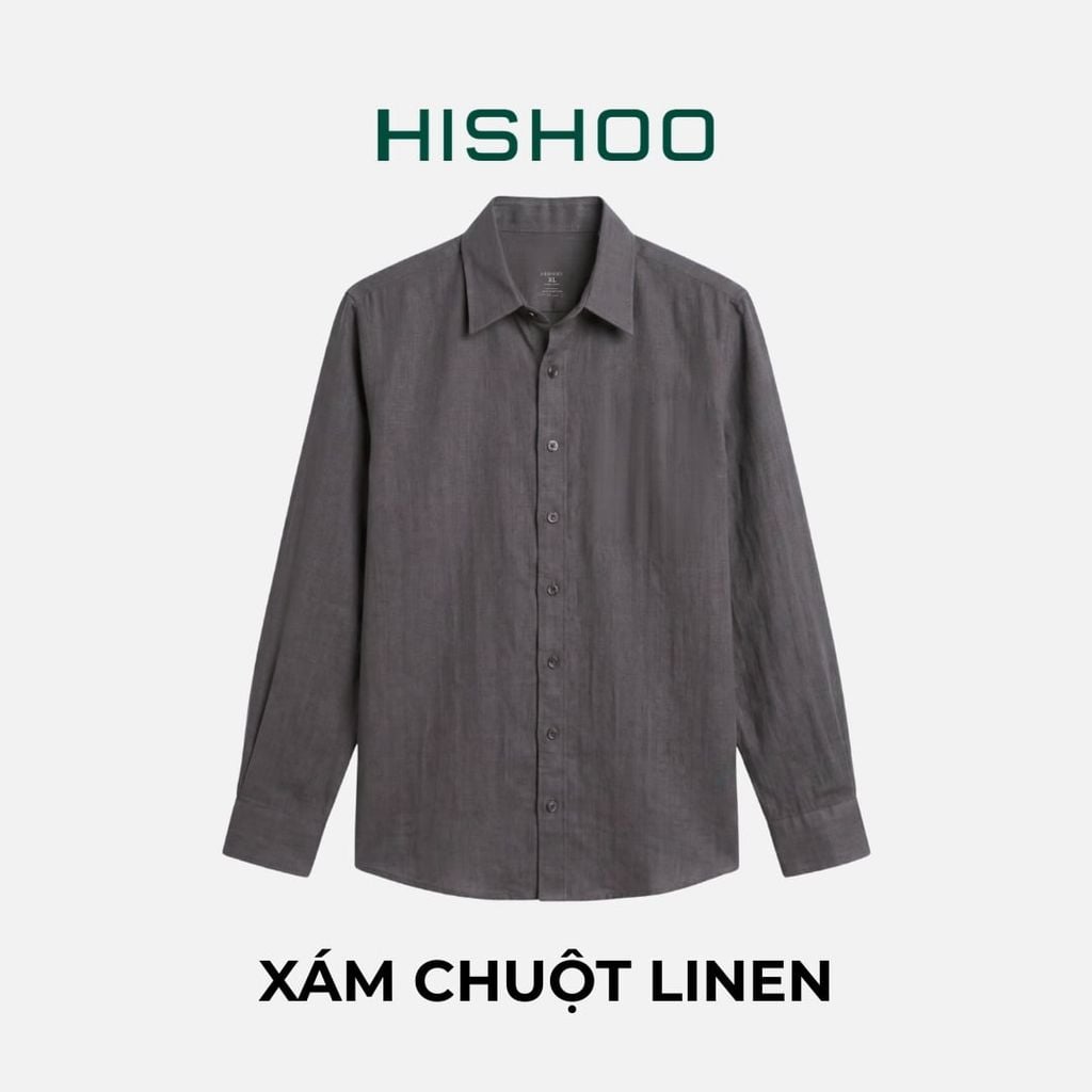 Áo Sơ Mi Tay Dài Nữ Relax Form Rộng, Cổ Thường, Lai Ngang Linen Solene Vải Mềm Mát HISHOO A2G003