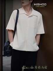 Áo Sơ Mi Nam Relax Form Rộng, Cổ Bác Sĩ, Lai Ngang Linen Solene Vải Mềm Mát HISHOO A1T004